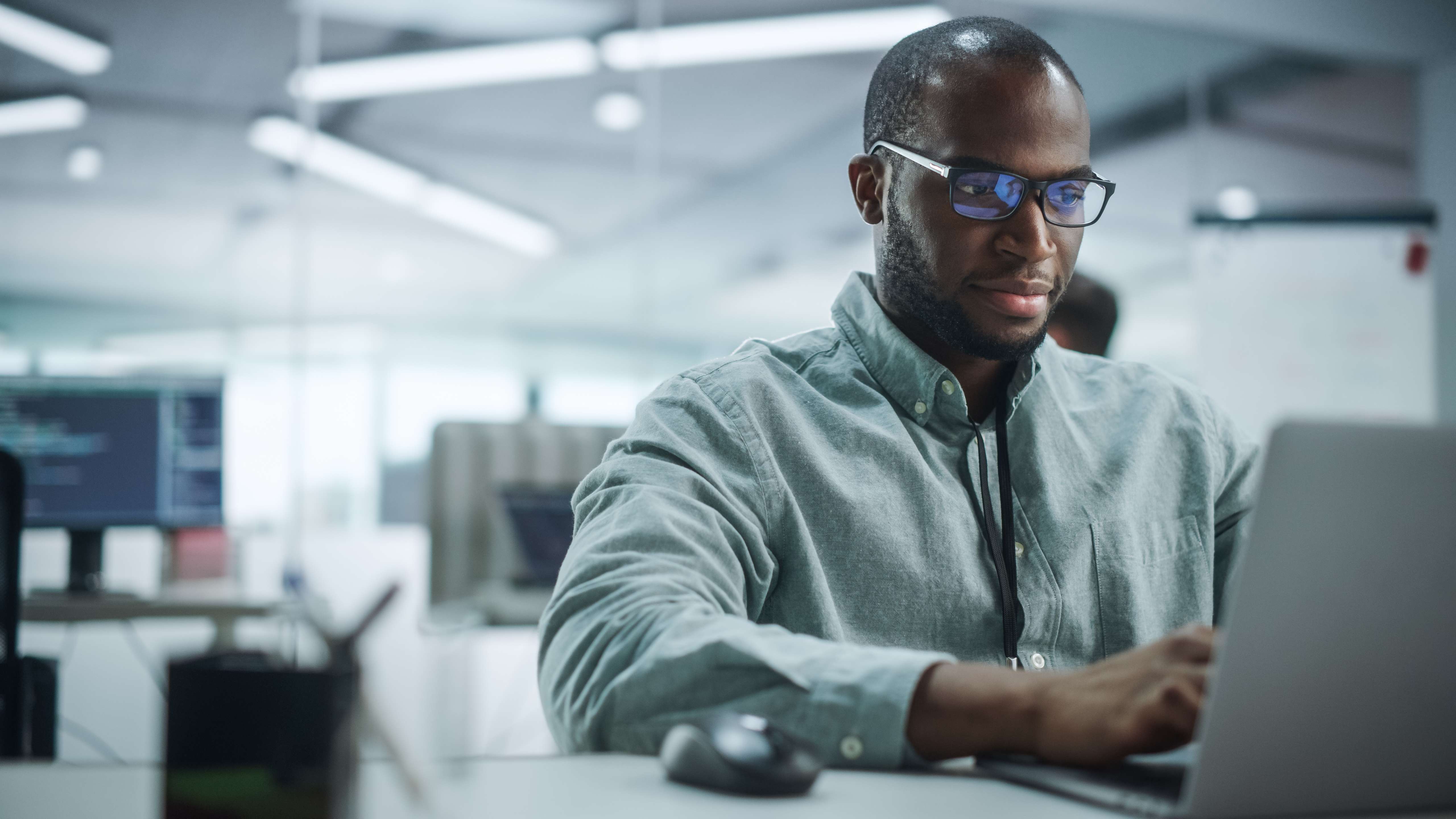 customer service agent at computer