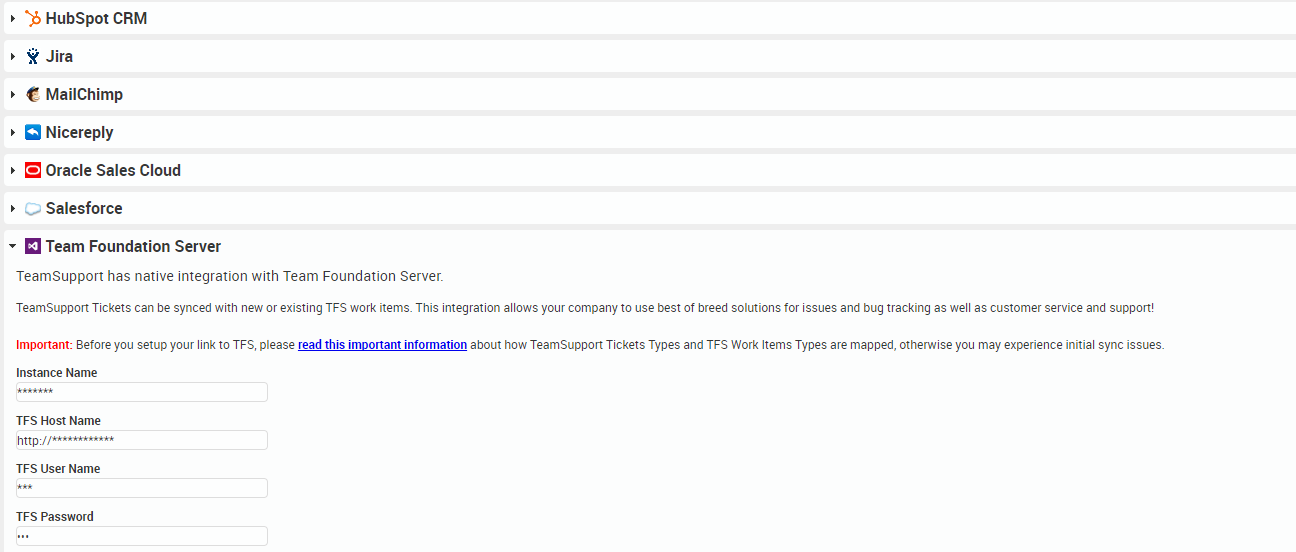 TFS integration